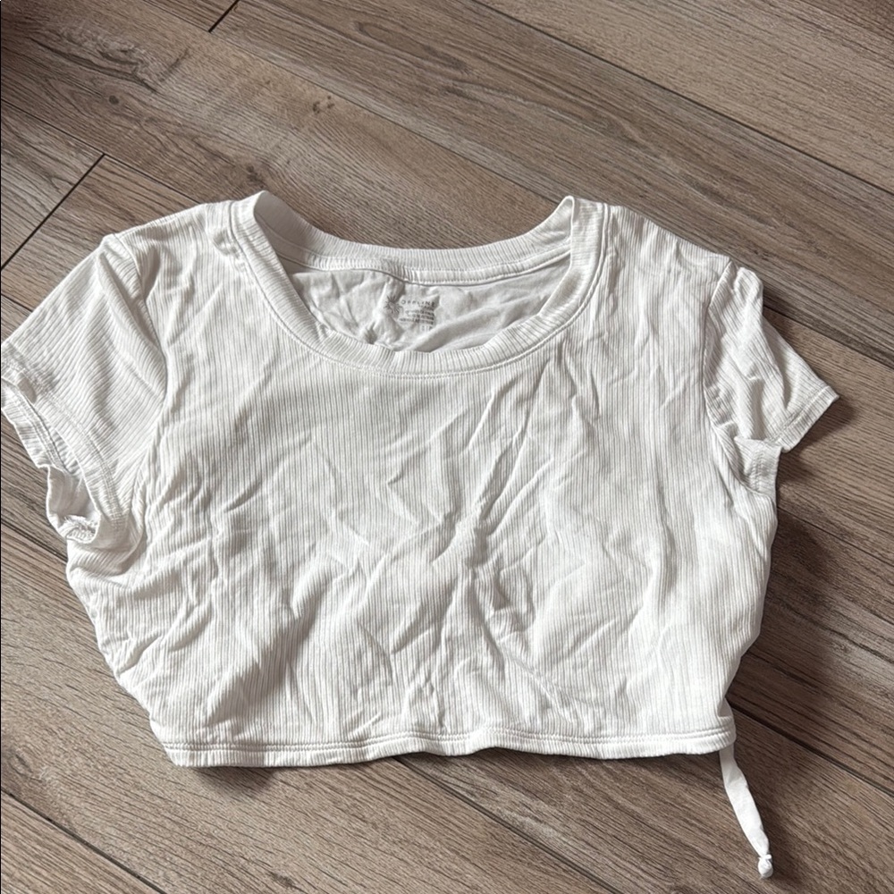 White Ribbed Crop Top